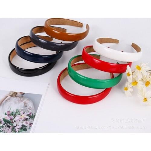 Cute Girl Retro Solid Color Hair Band Bright Headband Hair Accessories Hair Accessories for Women
