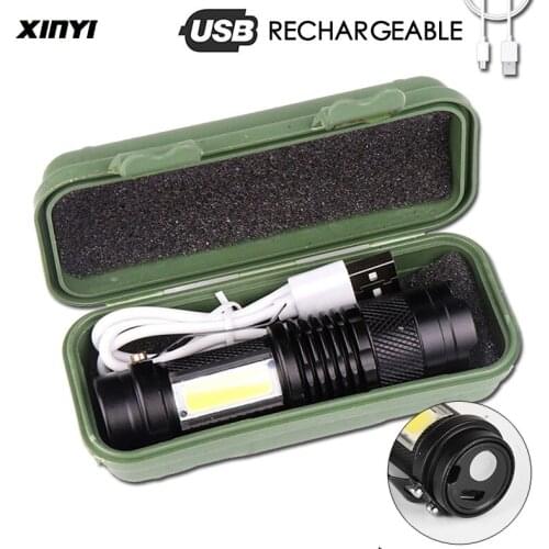 Mini Rechargeable LED Flashlight Use XPE + COB lamp beads 100 meters Led torch light Used for adventure, camping