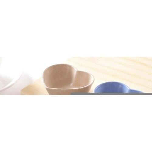 1pcs Mini Cute Love Heart Shape Wheat Straw Bowl Vinegar Supplies Sauce Kitchen Plate Seasoning Snack Soybean Small Dish W7K6