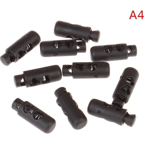 Multi Style Black Push Cord Lock Spring Clasp Plastic Stoppers Ends Toggles Clip For Apparel Bungee Elastic Rope Parts 10pcs