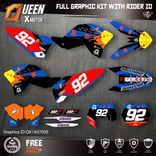 QUEEN X MOTOR Custom Team Graphics Decals Stickers Kit For KTM 2007-2010 SX SXF , 2008-2011 EXC XC-W EXC-F 005