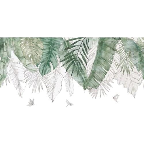 Nordic Green Leaf Weed Wall Sticker for Bedroom Living Room Decor 3D Tile Stickers Wall Decals Wallpaper Home Decoration