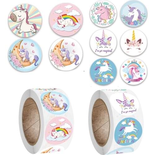 500pcs Unicorn Glitter Stickers Thank You Rainbow Christmas New Year Gifts Label for Kids Wedding Party Favors Stickers
