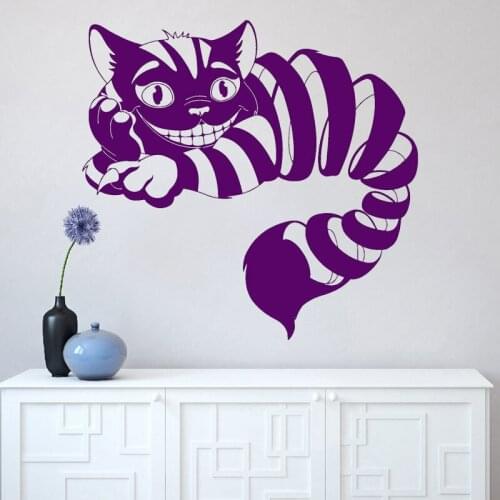 Wall Stickers Cheshire Cat Vinyl Decal Kids Nursery Room Decoration Fairy Tale Fantasy Mural Personality Home Decor O206