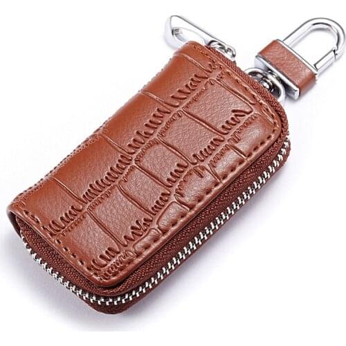 New Fashion Unisex Crocodile pattern Genuine leather Car Key holder keysmart purse case wallet for keys housekeeper