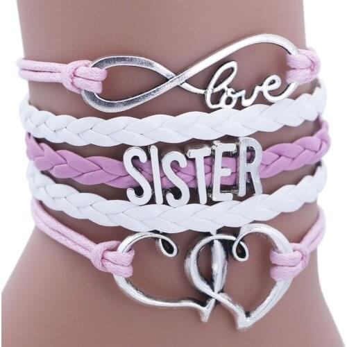 New Handmade Antique Silver Infinity Mom Grandma Sister Letters Heart Charm Bracelets & Bangles For Women