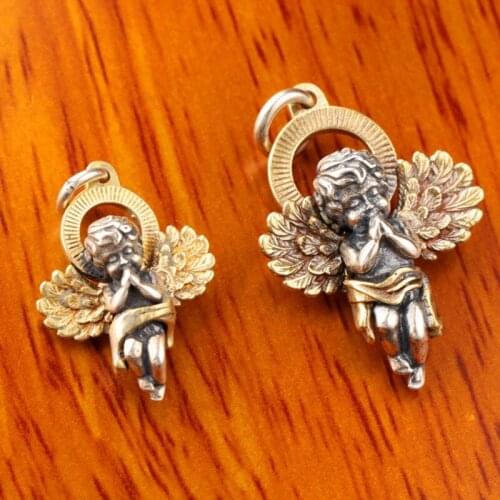 BOCAI New solid pure s925 silver jewelry retro little angel single pendant Eros woman pendant