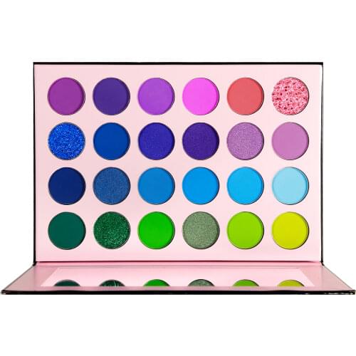 DE'LANCI 24 color Makeup Palette Blue Purple Eyeshadow Pigmented Waterproof Eye Shadow Pallet Matte Shimmer Glitter for Eyes