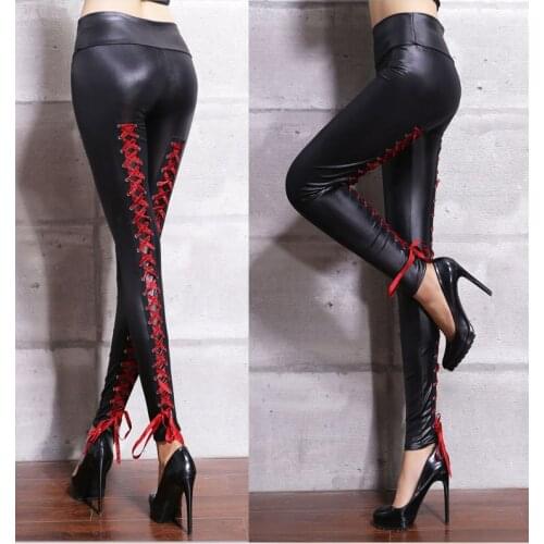 Sexy Leather Legging Fashion Womens Plus Size Solid Casual Trousers Sexy Leather Tight Leggings Pants Leggings Women