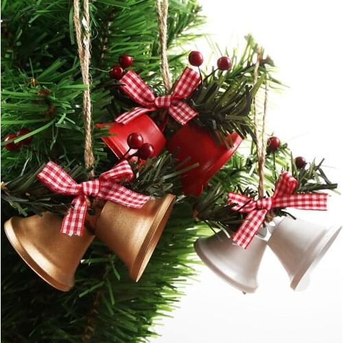 Christmas 4.5CM Metal Dual Bell Christmas Tree Hang Pendant for Home decor