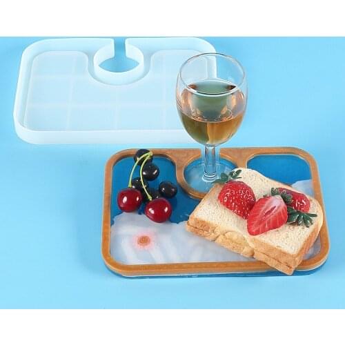 Diy Crystal Epoxy Mold Wine Tray Afternoon Tea Tray Snack Tray Mirror Resin Silicone Product Model