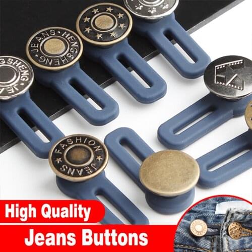 Free Shipping Sewing Button Adjustable Disassembly Retractable Jeans Waist Button Metal Extended Buckles Pant Waistband Expander