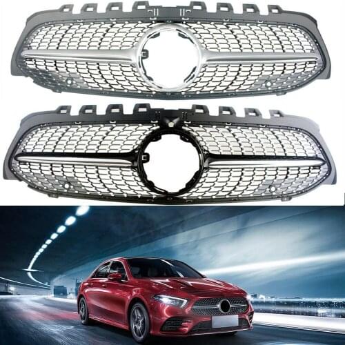 Car Front Bumper Grille Upper Billet RacingFacelift Grill For Mercedes-Benz W177 A-Class 2019 2020 2021 Diamond