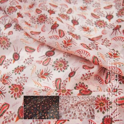 LEO&LIN Large Wide Two-Color Paisley Small Flower Silk Georgette Chiffon Thin Skirt Shirt Fabric Fabric DIY Patchwork Tissue