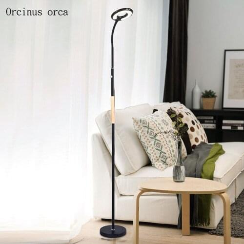 Nordic minimalist LED dimming floor lamp living room bedroom bedside lamp modern American style creative iron floor lamp