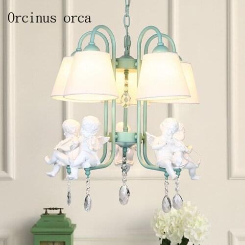 Mediterranean Mini angel chandelier living room bedroom restaurant childrens room lights Nordic cartoon simple LED chandelier