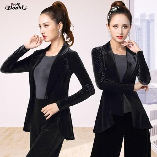 Latin Dance Tops Women Winter New coat long sleeve lady fashion high quality stage party clothes waltz practise modern dance