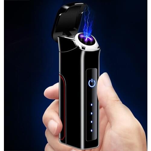 Smart Touch Rechargeable Windproof Double Arc Plasma Lighter Interchangeable 14450 Battery Lighter USB Electronic Lighter Gifts