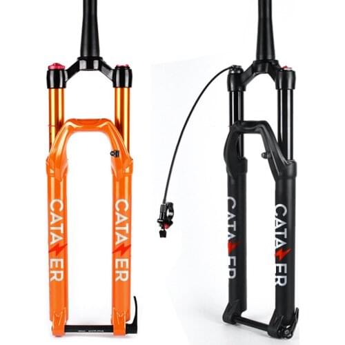 CATAZER Bike Air Suspension Fork 27.5/29 Inch 140mm Travel Tapered Tube 1-1/8 and 1-1/2 Thru Axle 15mm×100mm Rebound Damping