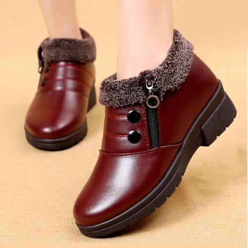 Women Boots 2020 Fashion Waterproof Snow Boots for Winter Shoes Women Casual Lightweight Ankle Warm Winter Boots Soft Leather