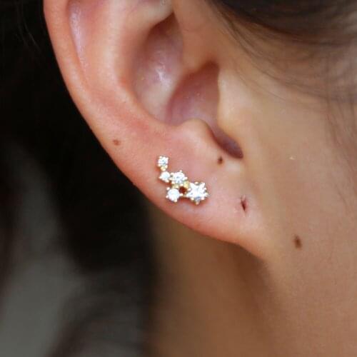 2021 Top Quality Fine 925 Sterling Silver Shiny Crystal Star Mini CZ Zircon Stud Earring For Women Charm Fashion Wedding Gifts