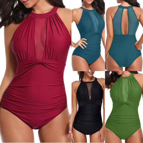 2019 Women Swimming Costume Padded Swimsuit Monokini Push Up Halter Hollow Out Bikini Swimwear Bikini Suit Swimsuit Bathing Suit
