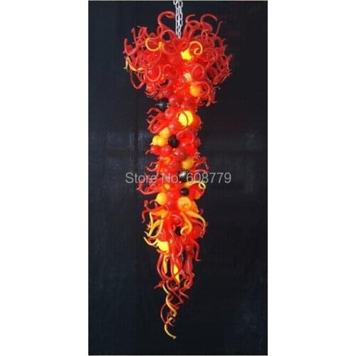 Free Shipping Hotel Lobby Red and Yellow Long Crystal Chandelier Parts