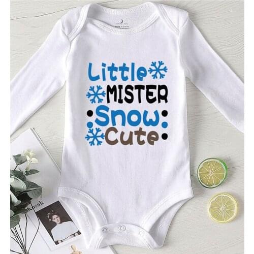 One Piece Toddler Romper for Babies Newborn Girl Winter Clothes Little Mister Snow Cute Printed Baby Onesies Jumpsuits Kids