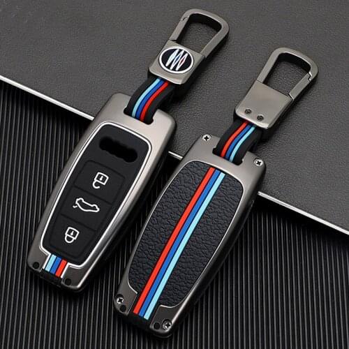 Galvanized Alloy Car Key Cover Case For Audi A6 A6L A7 A8 Q8 E-tron C8 D5 2018 2019 2020 Auto Key Holder Shell Accessories