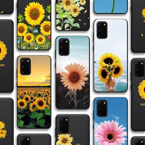 Sunflower Case for Samsung Galaxy S21 A51 S20 A50 A71 A70 A12 A21S S10 S9 S8 A52 A72 S10e Note 20 10 9 Plus Ultra Lite Black TPU