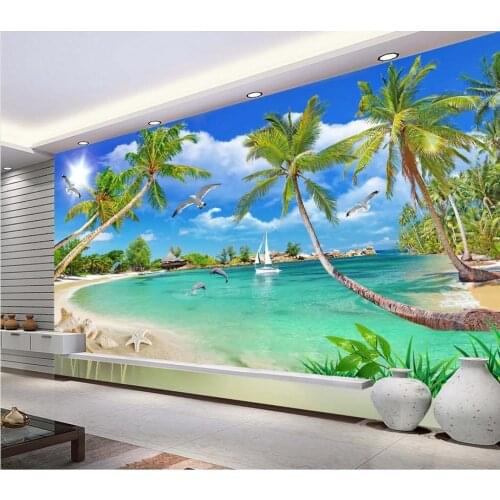 Home Decoration classic painting wallpaper Aegean Sea Mediterranean tree photo wall murals wallpaper