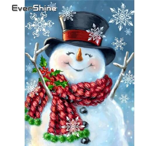 Evershine Diamond Painting Snowman With Square Rhinestones Diamond Embroidery Cartoon Pictures Christmas Decorations For Home