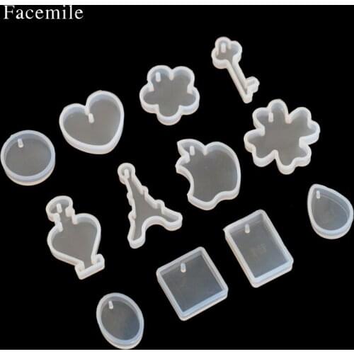 Facemile 12PC Silicone Pendant DIY Molds Resin Accessories Pendant Jewelry Craft Making Tools Fondant Cake Cupcake Decor