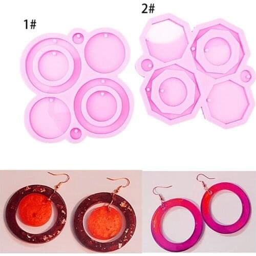T8DE Geometry Earrings Epoxy Resin Mold DIY Keychain Ear Drops Dangle Silicone Mould