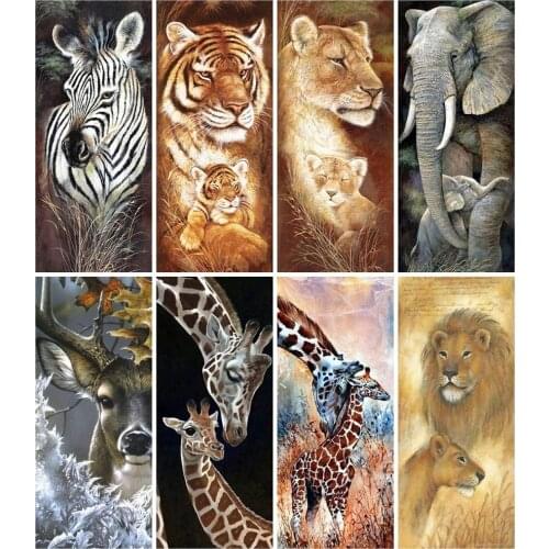 HUACAN Tiger and Giraffe Diamond Painting Full Square Lion 5D Diy Diamond Embroidery Animal Mosaic Picture Of Rhinestone