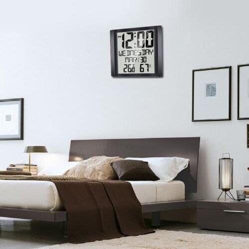 Compact Indoor Digital Clock Family Large Screen Display Electronic Clock Temperature Humidity Gauge Calendar Reminders