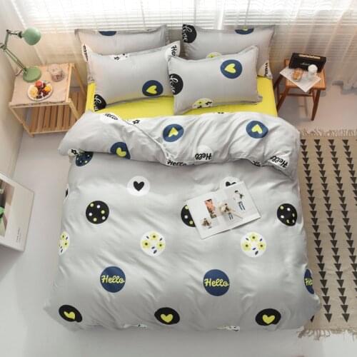 Floral Cartoon Letters Bedding Set Nordic Bed Cover 150 Duvet Cover Set 220x240 King Queen Size Double Bed Sheet Set For Home