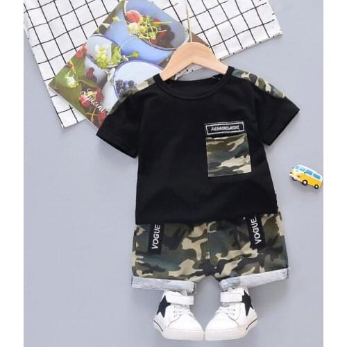 New Summer Boys Clothing Set Fashion Cotton T-Shirt+Camouflage Shorts 2pcs Children Boys Outfits For 1-2-3-4Y