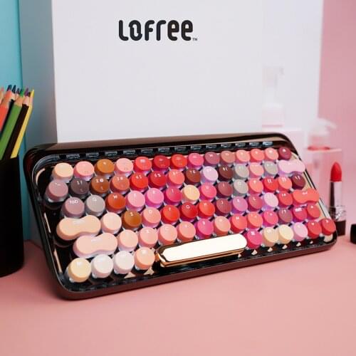 Lofree Blooming series lipstick Dot Wireless bluetooth keyboard Mirror silver backlight mechanical Office game keyboard for girl