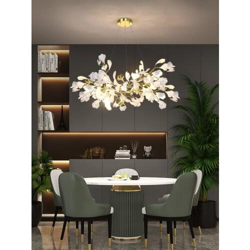 Villa Living Room Chandelier Light Luxury Bar Restaurant Creative Living Room Personality Clothing Store Art Ginkgo Leaf Study