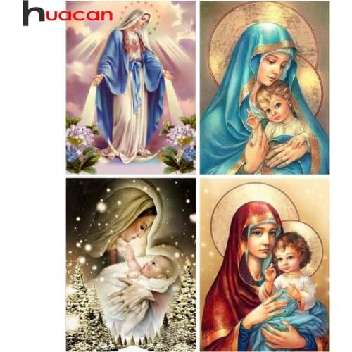 Huacan Diy Diamond Painting Virgin Mary Icon Embroidery Religion Full Square/round Mosaic Christian Wall Decor