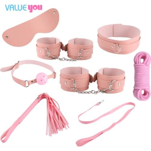 BDSM kit Sex Bondage Set leather metal restraints gear sm product sex equipment Couples SexToys Erotic slave game for adults