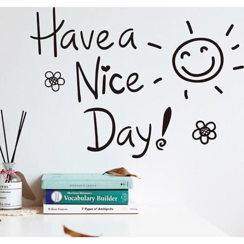 [shijuekongjian] Have a Nice Day Words Wall Stickers DIY Quotes Text Wall Decals for Living Room Bedroom Office Decoration