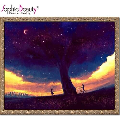 2018 New Direct Selling Resin Diamond Embroidery Dark Tree Picture Rhinestone Crystal Mosaic 3d Painting Kit Cross Stitch Set