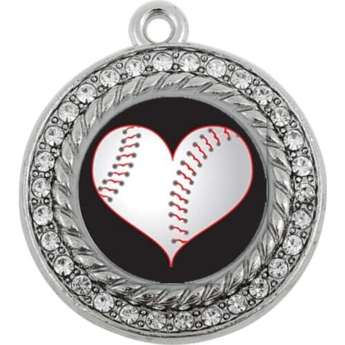 HEART OF A BASEBALL PLAYER CIRCLE CHARM FOR necklace bracelet earring