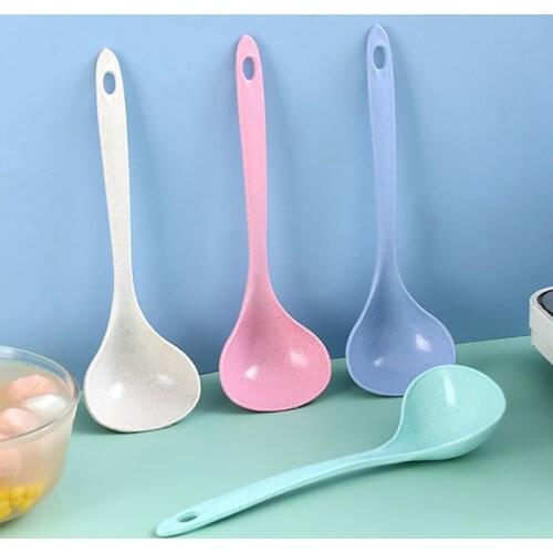 Hanging Long-Handleds Soup Spoon Mixing Spoon Anti High-Temperature Cooking Kitchen Tools TS1 Household wheat straw spoon