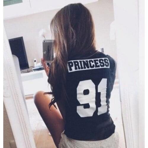 PRINCESS 91 back Letters Print Women T shirt Cotton Casual Funny Shirt For Lady Top Tee Tumblr Hipster Drop Ship NEW-20