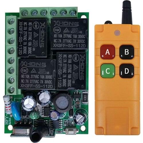 Ndustrial Sector AC110V 220V 4CH RF Wireless Remote Control Switch Radio Receiver With 20M-2000M Long Distance Remote controller