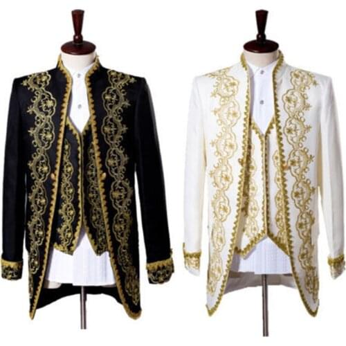Drop Shipping Halloween Costume Medieval King Prince Jacket Pant Full Set Mens Halloween Party Cosplay Costume S-2XL