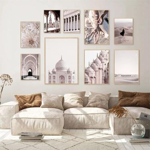 Religion Mosque Morocco Building Poster Painting Flower Sand Shell Canvas Print Desert Landscape Wall Art Pictures Home Decor